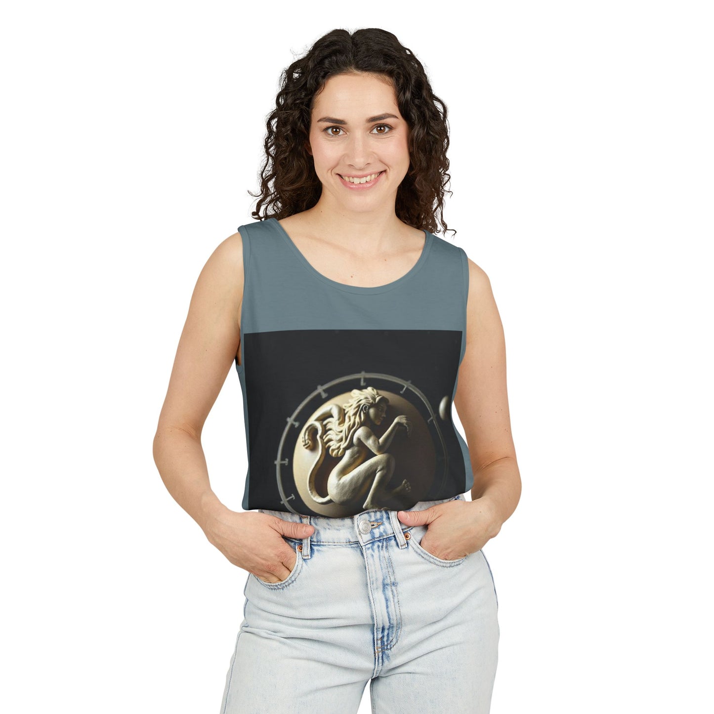 Unisex Garment-Dyed, Tank Top, Virgo Design, Planet Symbol, 100% US cotton