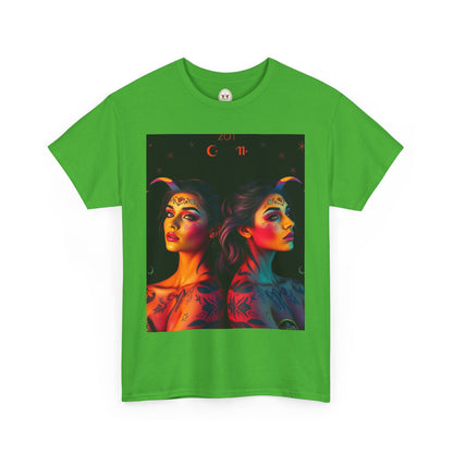 Unisex Heavy Cotton T-Shirt, Gemini, Zodiac, Sexy Art
