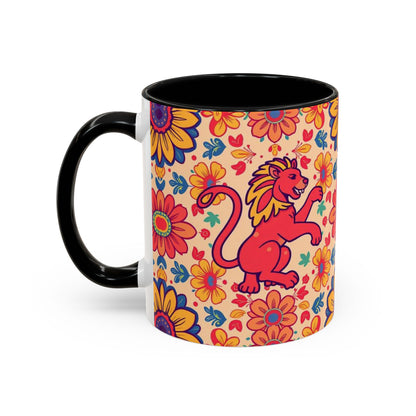 Accent Coffee Mug, Leo, Zodiac, Flower Pattern, (11, 15oz)