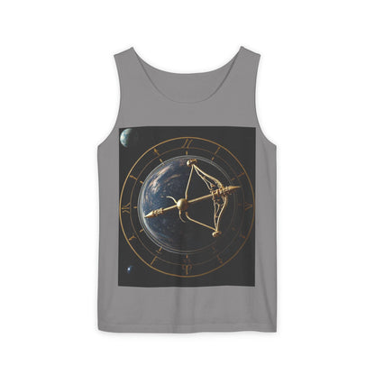 Unisex Garment-Dyed, Tank Top, Sagittarius Design, Planet Symbol, 100% US cotton