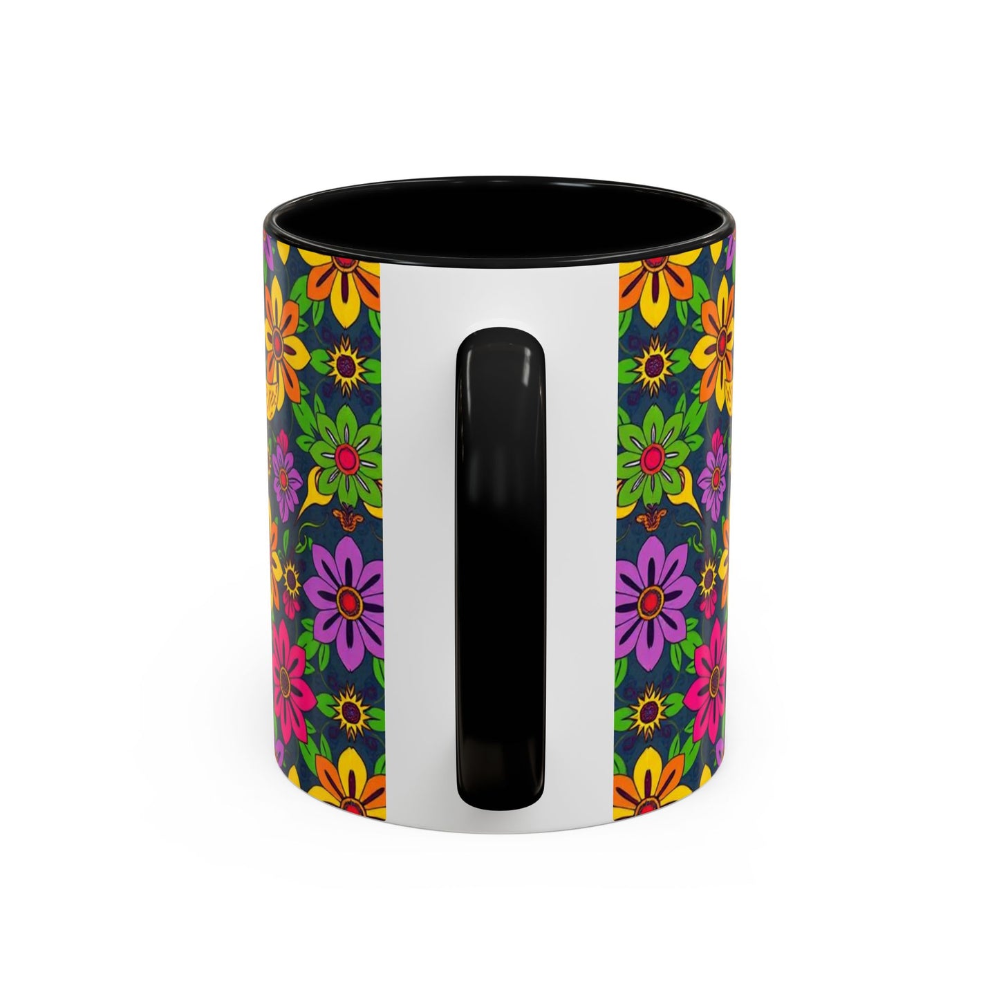 Accent Coffee Mug, Gemini, Zodiac v3, Flower Pattern, (11, 15oz)