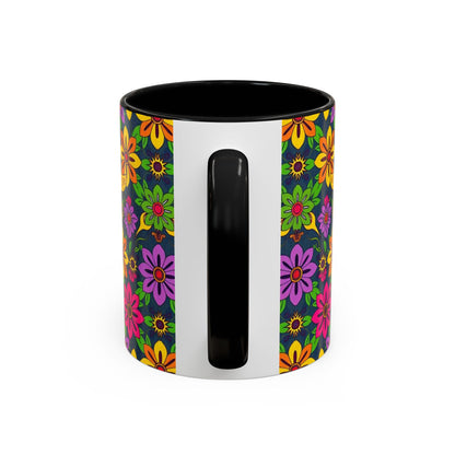 Accent Coffee Mug, Gemini, Zodiac v3, Flower Pattern, (11, 15oz)
