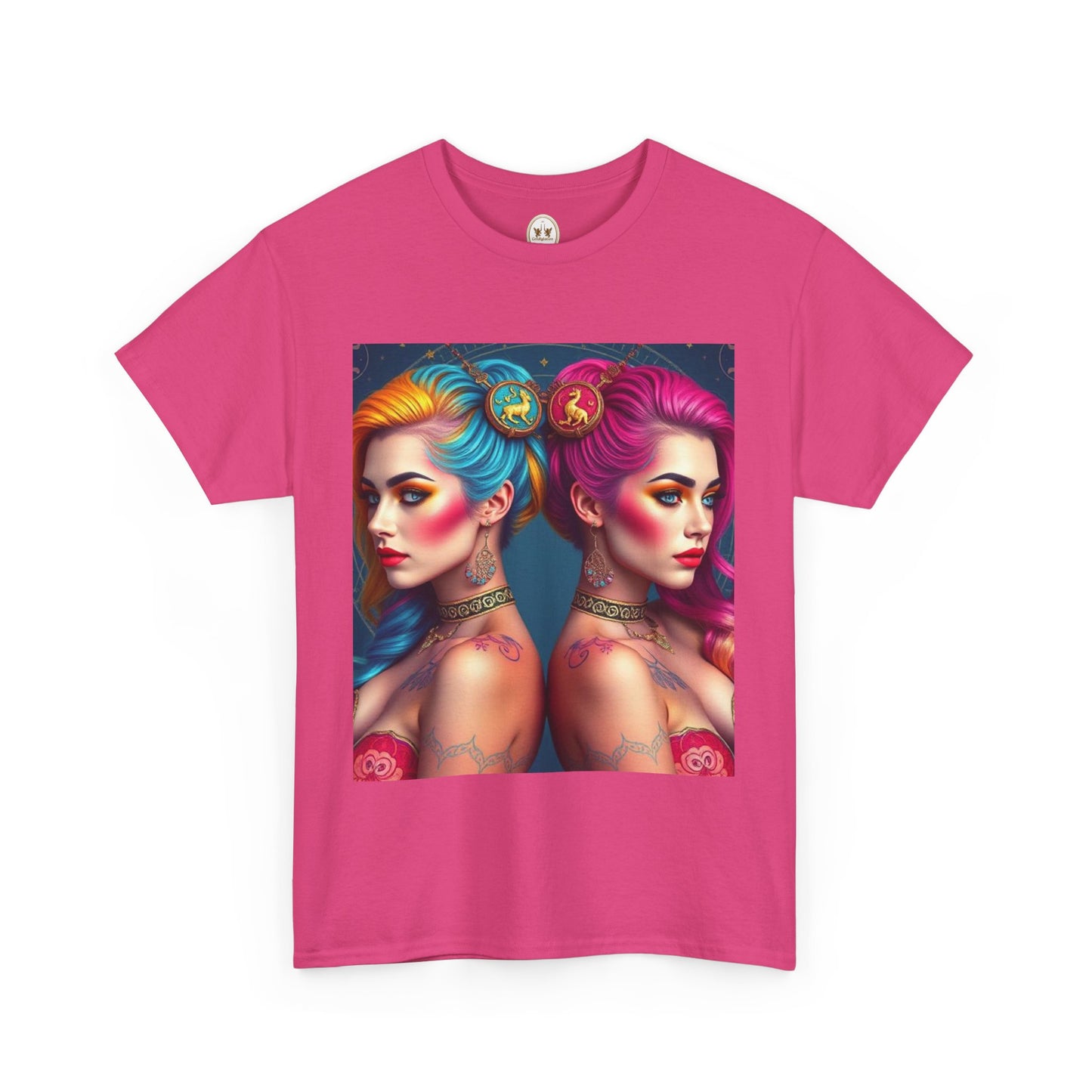 Unisex Heavy Cotton T-Shirt, Gemini, Zodiac v2, Sexy Art