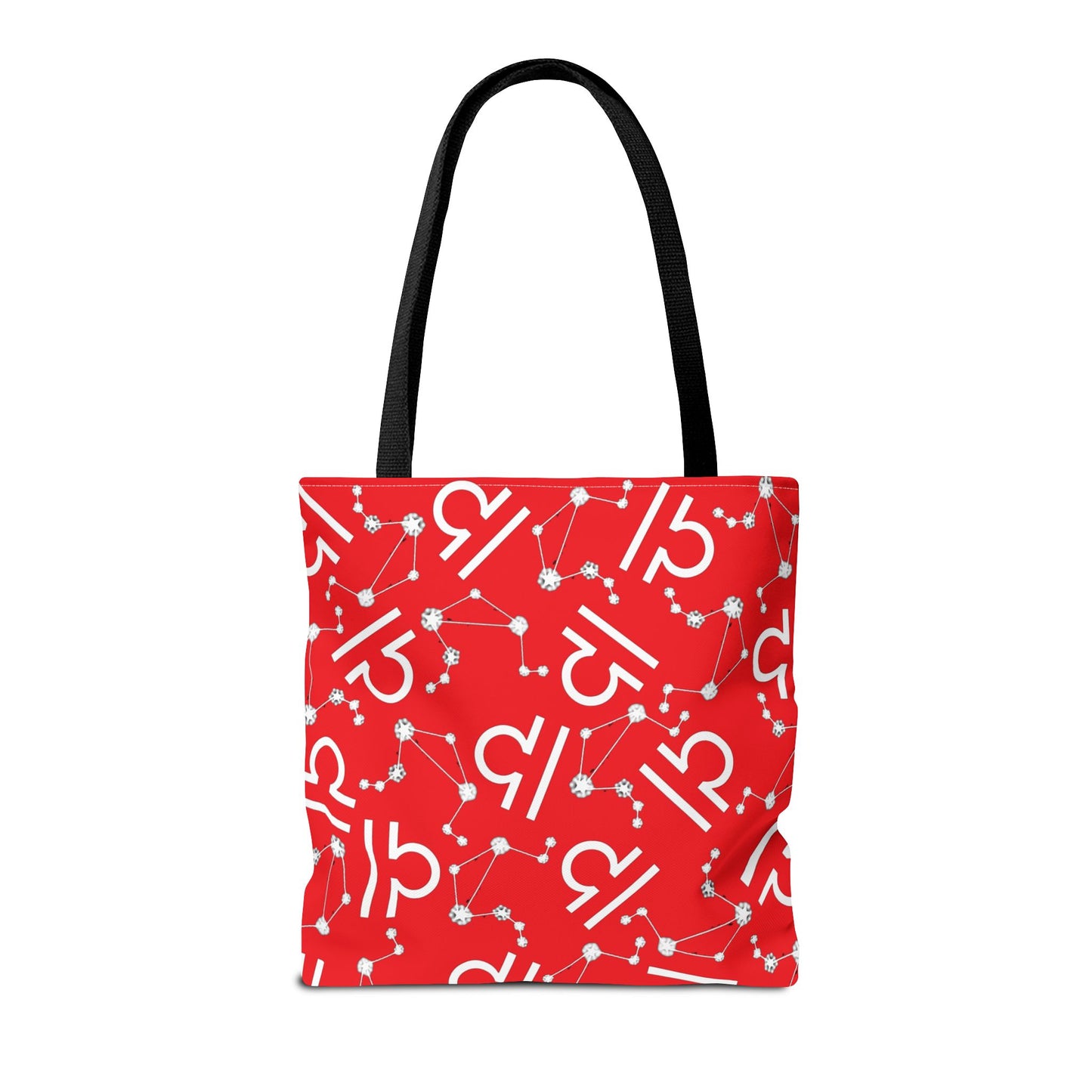 Tote Bag, Libra Zodiac Sign, AOP, (Red, White)