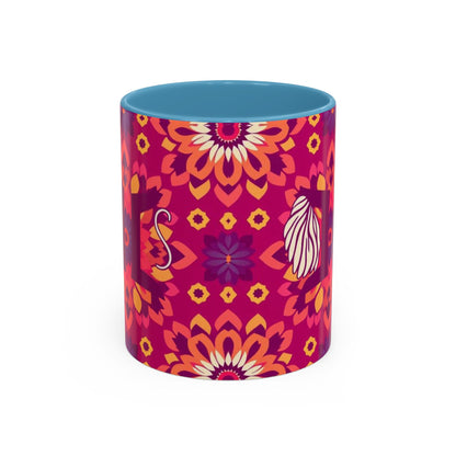 Accent Coffee Mug, Gemini, Zodiac v1, Flower Pattern, (11, 15oz)