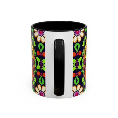 Accent Coffee Mug, Aries, Zodiac v2, Flower Pattern, (11, 15oz)