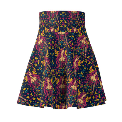 Women's Skater Skirt, (AOP), Gemini, Zodiac v2, Sexy Pattern