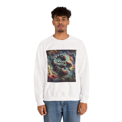 Unisex Heavy Blend™ Crewneck Sweatshirt, Trippy Mist Scorpion, Scorpio Zodiac Design