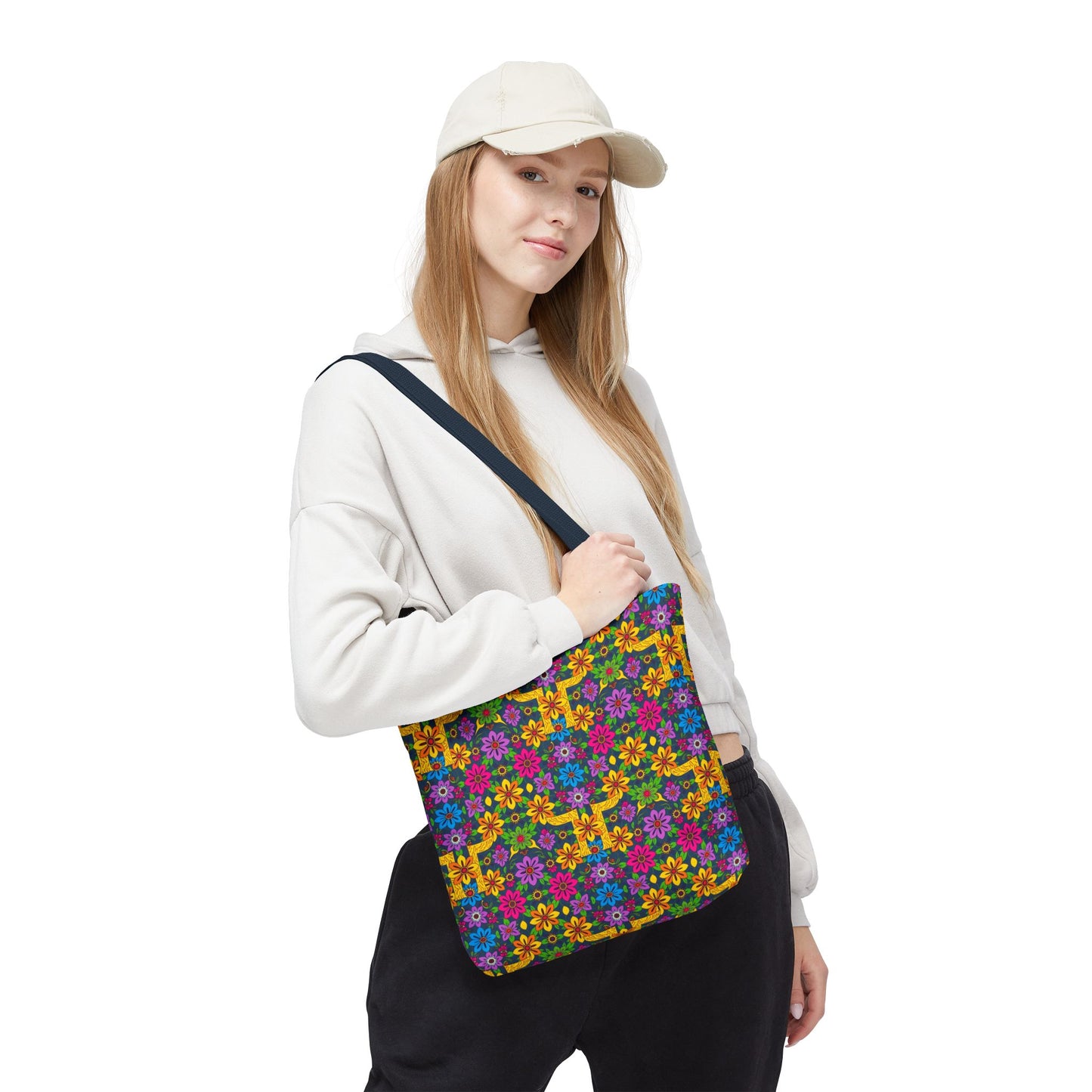 Tote Bag, (AOP), Gemini, Zodiac v2, Flower Pattern