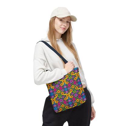 Tote Bag, (AOP), Gemini, Zodiac v2, Flower Pattern