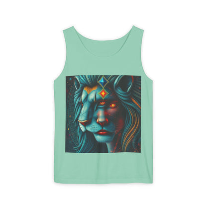 Unisex Garment-Dyed, Tank Top, Leo, Pop Art, 100% US cotton