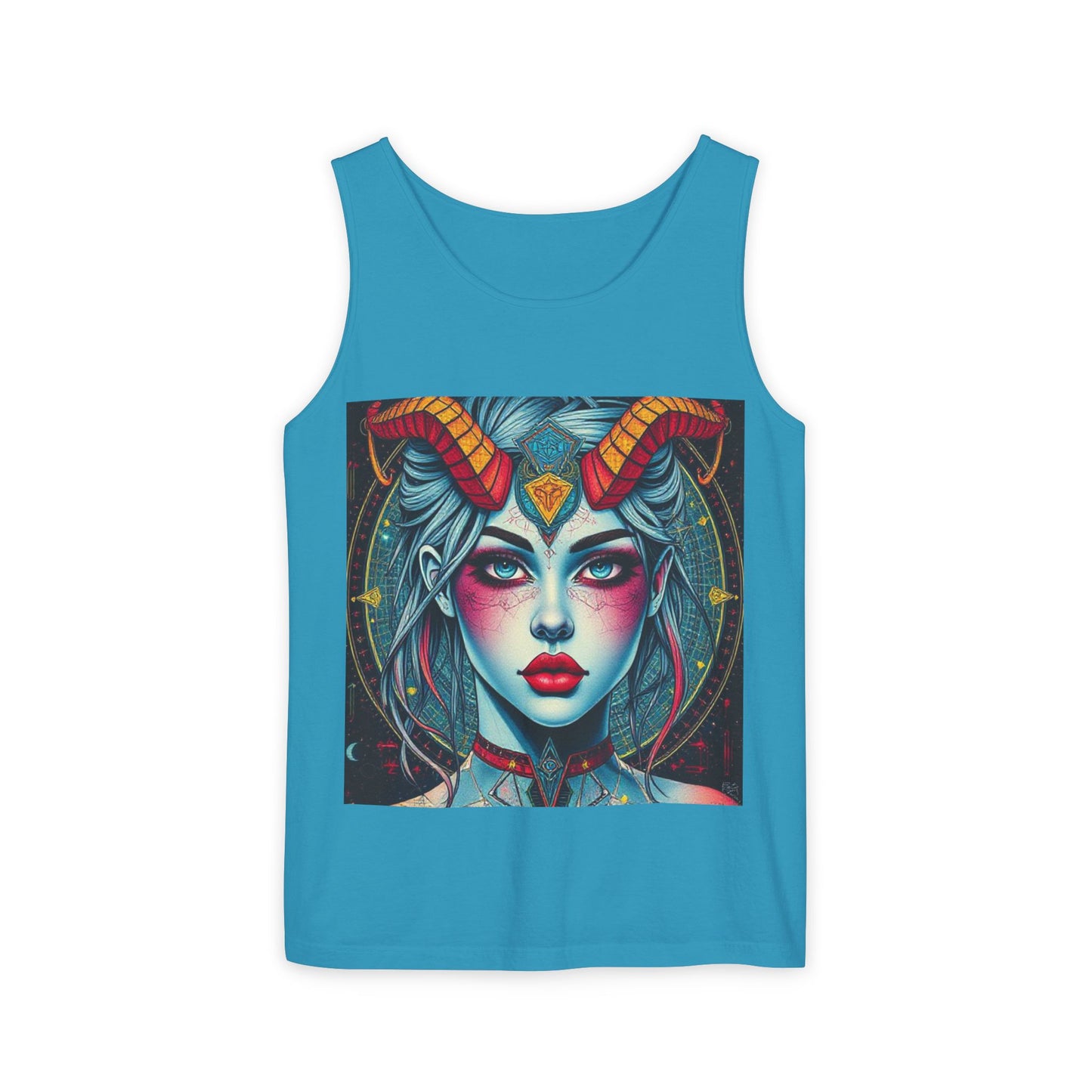 Unisex Garment-Dyed, Tank Top, Capricorn, Pop Art v1, 100% US cotton