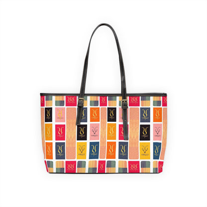 Leather Shoulder Bag, Virgo, Zodiac v3, Shapes Pattern