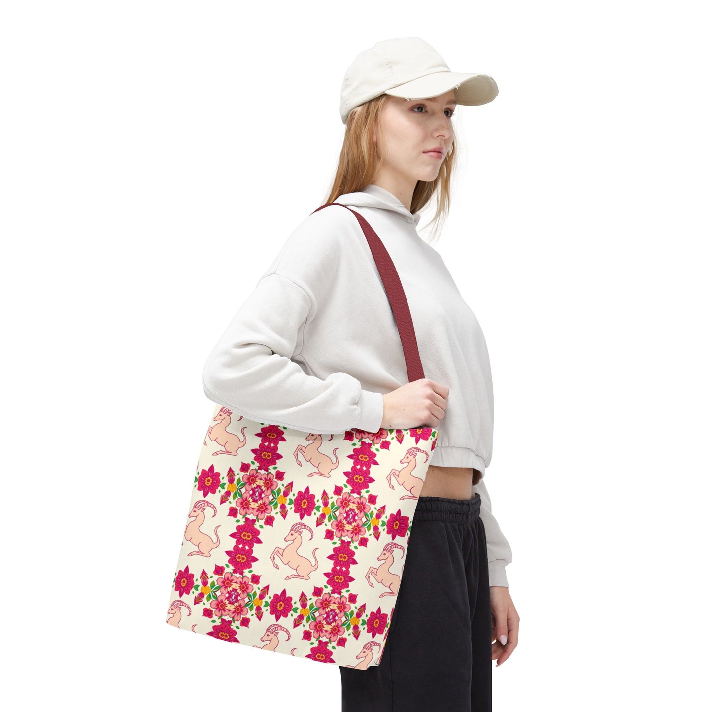 Tote Bag (AOP), Capricorn, Zodiac, Flower Pattern