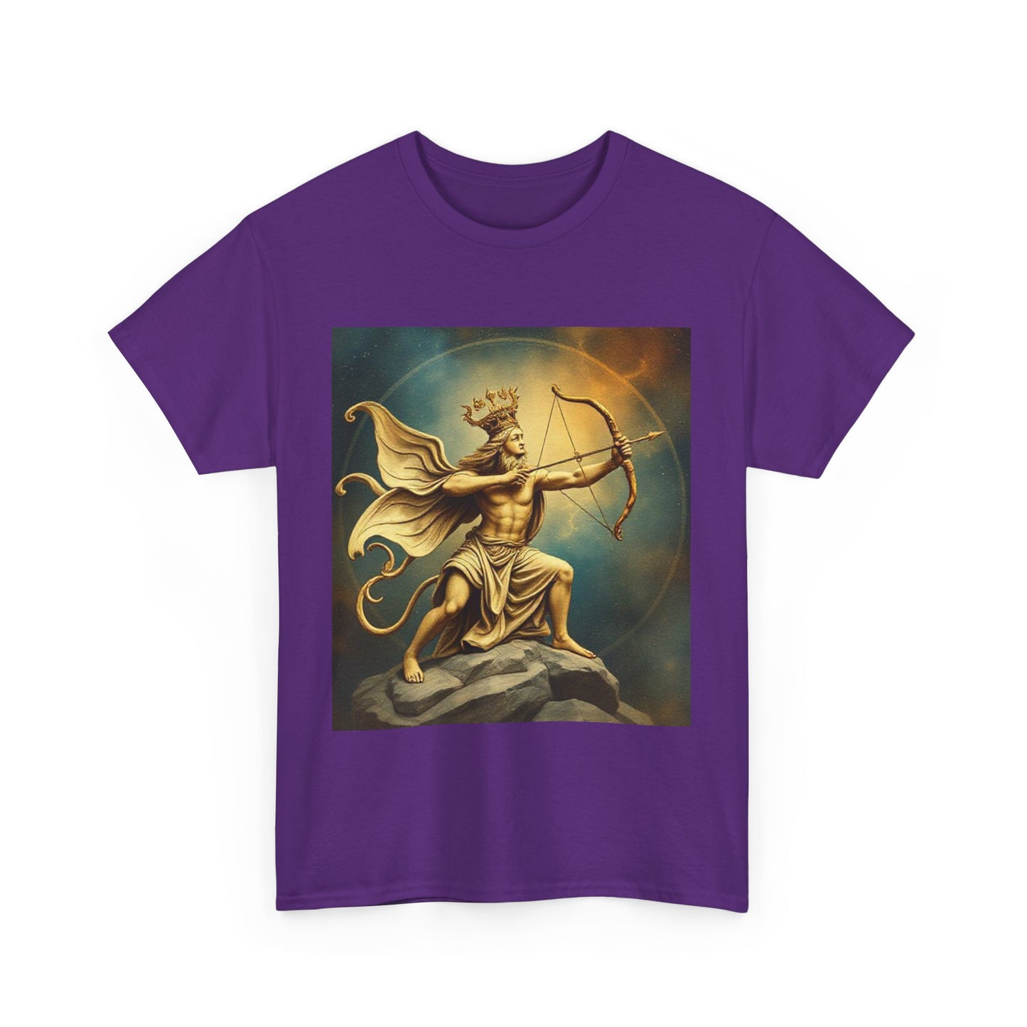 Unisex Heavy Cotton T-Shirt, Sagittarius King, Bow & Arrow v1, Zodiac Design