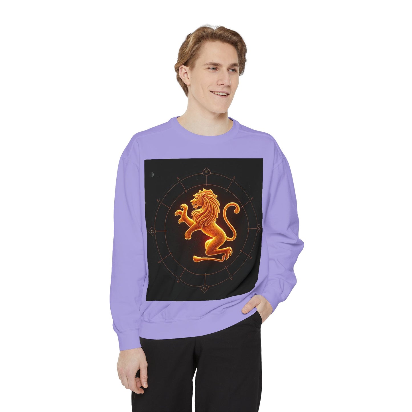 Garment-Dyed Sweatshirt, Unisex, Space Animal Design v1, Leo