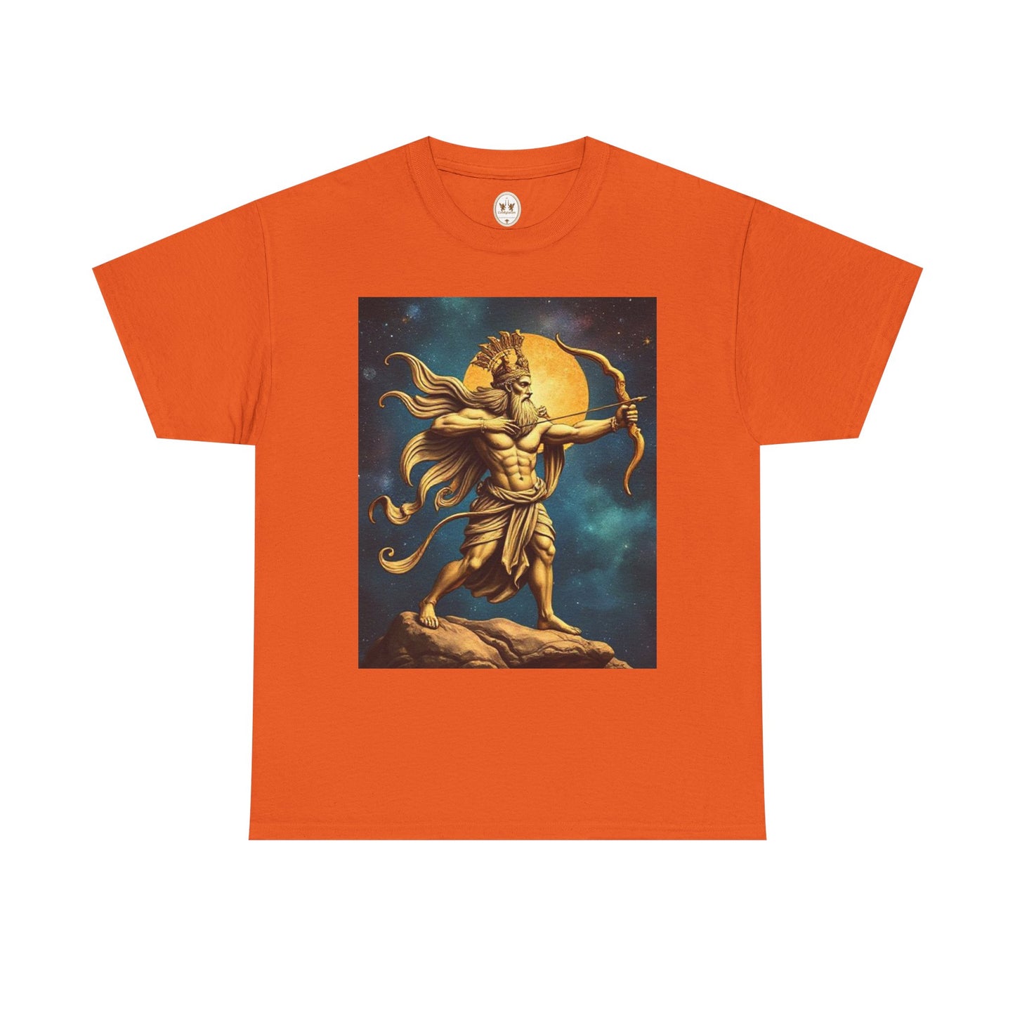 Unisex Heavy Cotton T-Shirt, Midnight Arrow v1, Sagittarius Zodiac Design