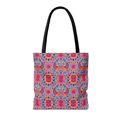 Tote Bag (AOP), Pisces, Zodiac v2, Flower Pattern