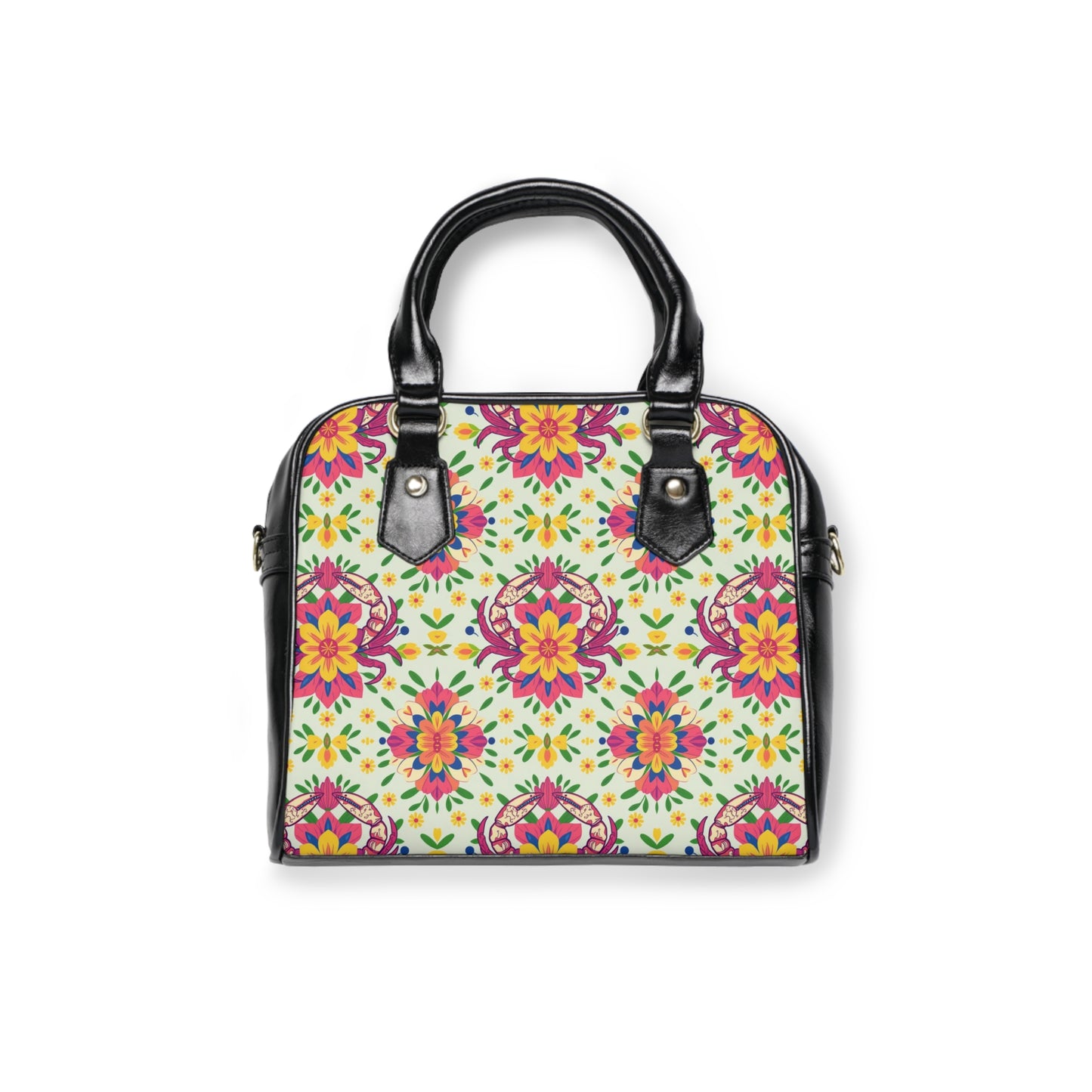 Shoulder Handbag, Cancer, Zodiac v1, Flower Pattern