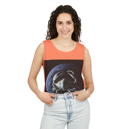 Unisex Garment-Dyed, Tank Top, Cancer Design, Planet Crab, 100% US cotton