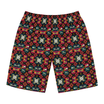 Men's Board Shorts, (AOP), Pisces, Zodiac v1, Shape Pattern
