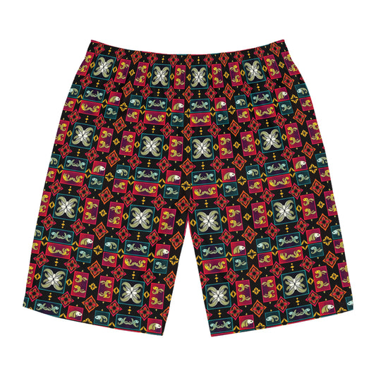 Men's Board Shorts, (AOP), Pisces, Zodiac v1, Shape Pattern