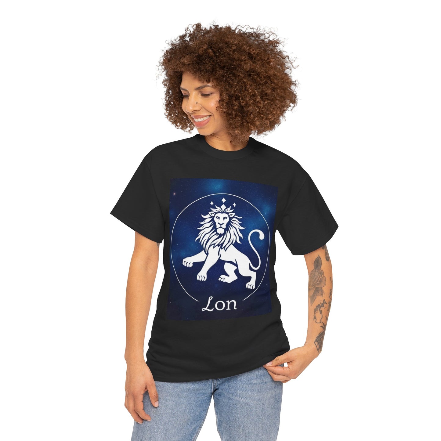 Unisex Heavy Cotton T-Shirt, Space Lion v1, Leo Zodiac Design
