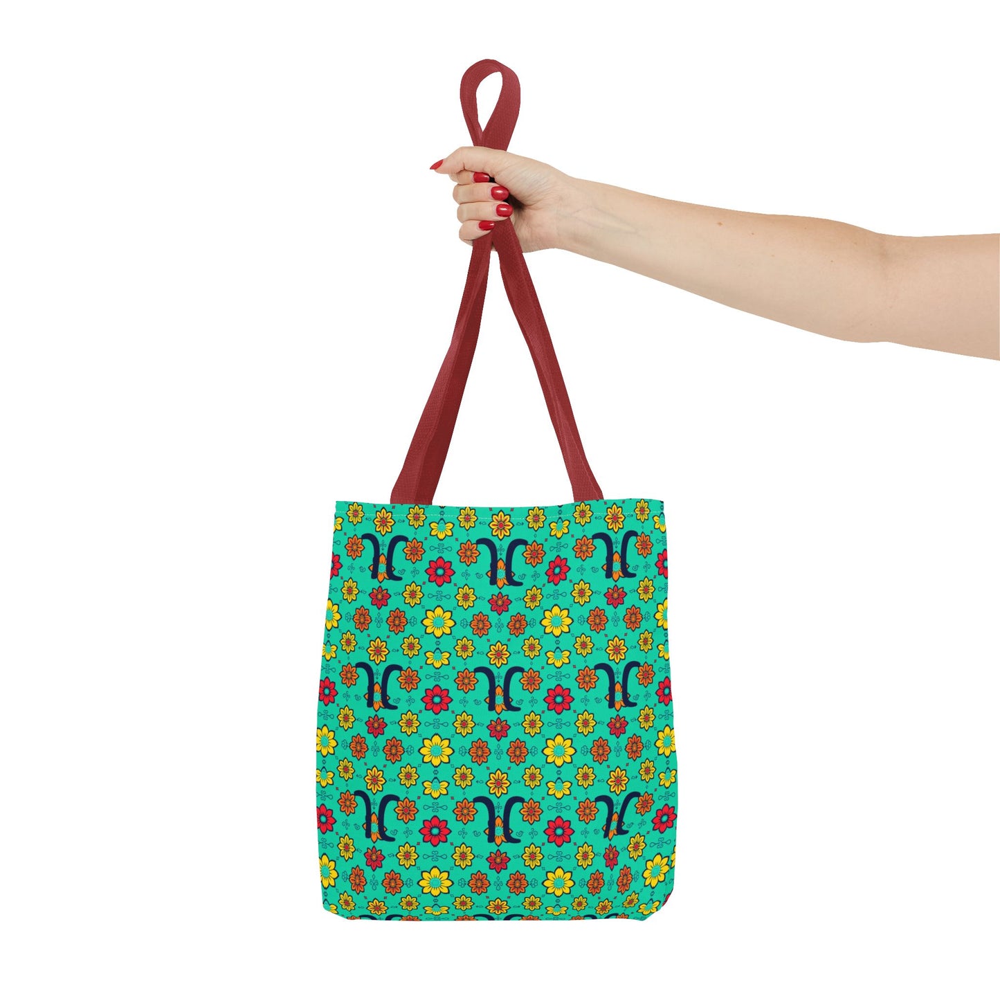 Tote Bag, (AOP), Aquarius, Zodiac, Flower Pattern