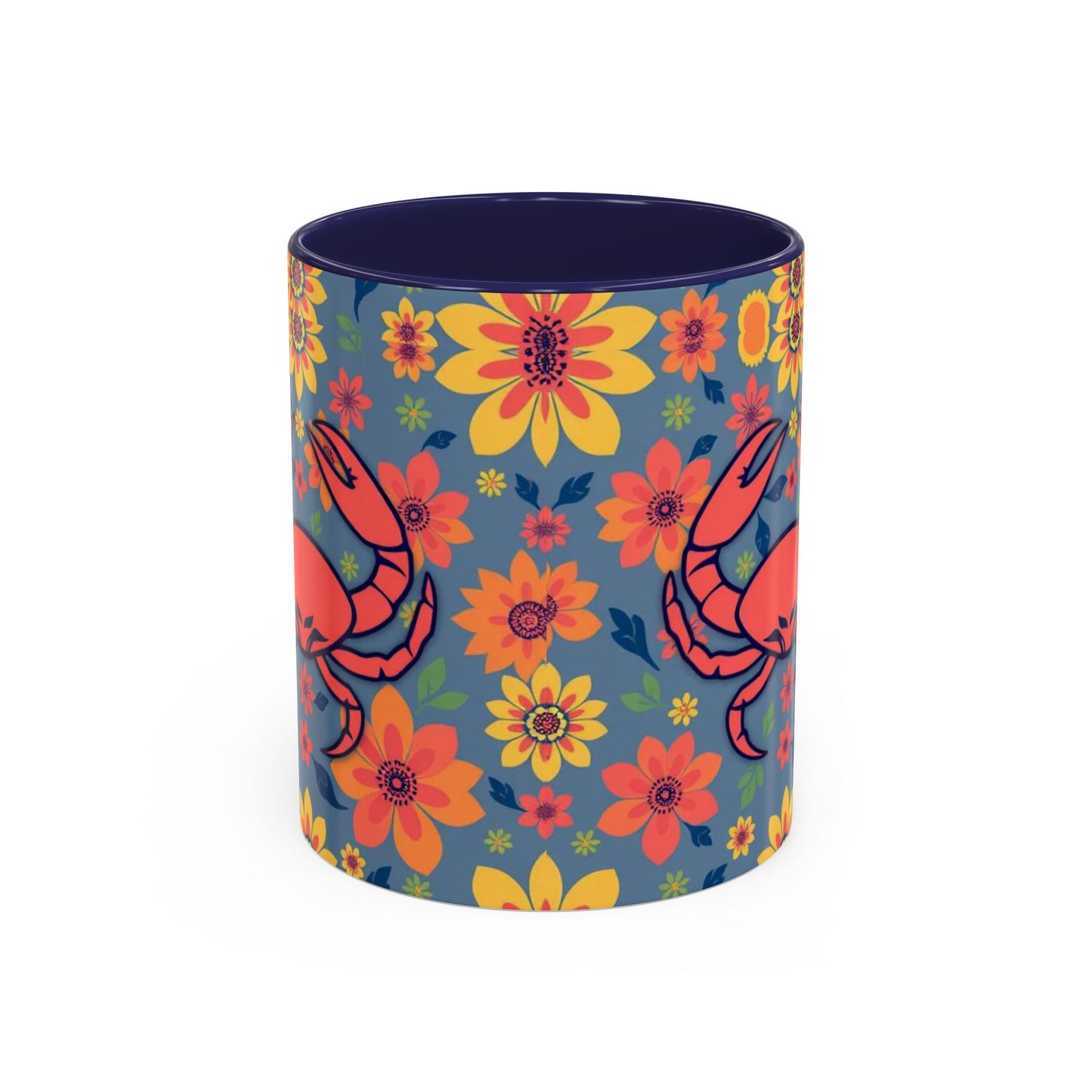 Accent Coffee Mug, Cancer, Zodiac v1, Flower Pattern, (11, 15oz)