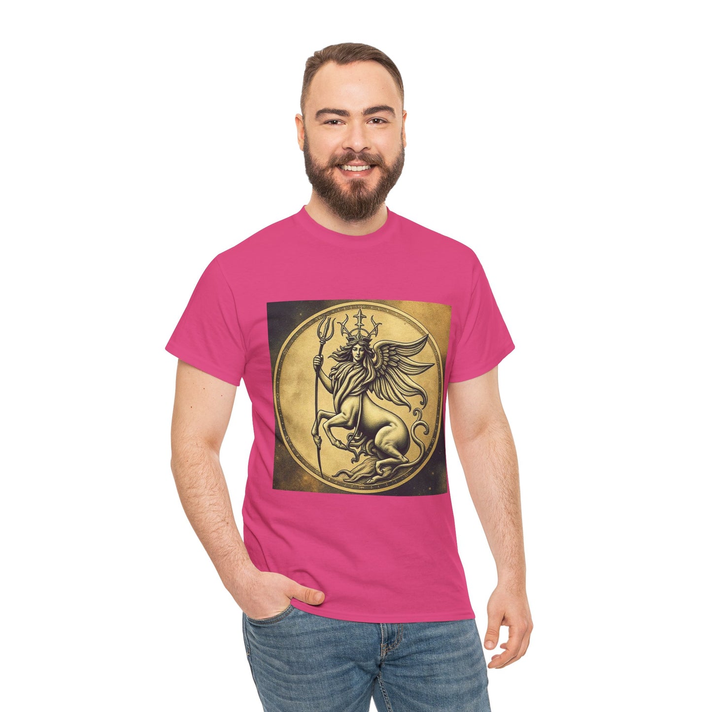 Unisex Heavy Cotton T-Shirt, Animal Angel v1, Virgo Zodiac Design