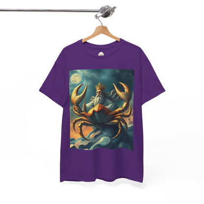 Unisex Heavy Cotton T-Shirt, Crustacean King, Cancer Zodiac Design