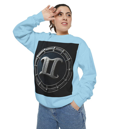 Garment-Dyed Sweatshirt, Unisex, Space Symbol Design v1, Gemini