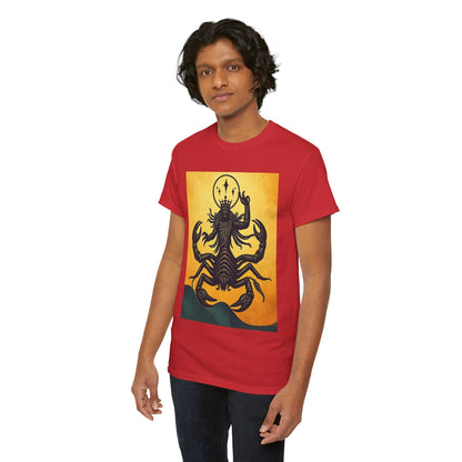 Unisex Heavy Cotton T-Shirt, Scorpion King, Print Art v1, Scorpio Zodiac Design