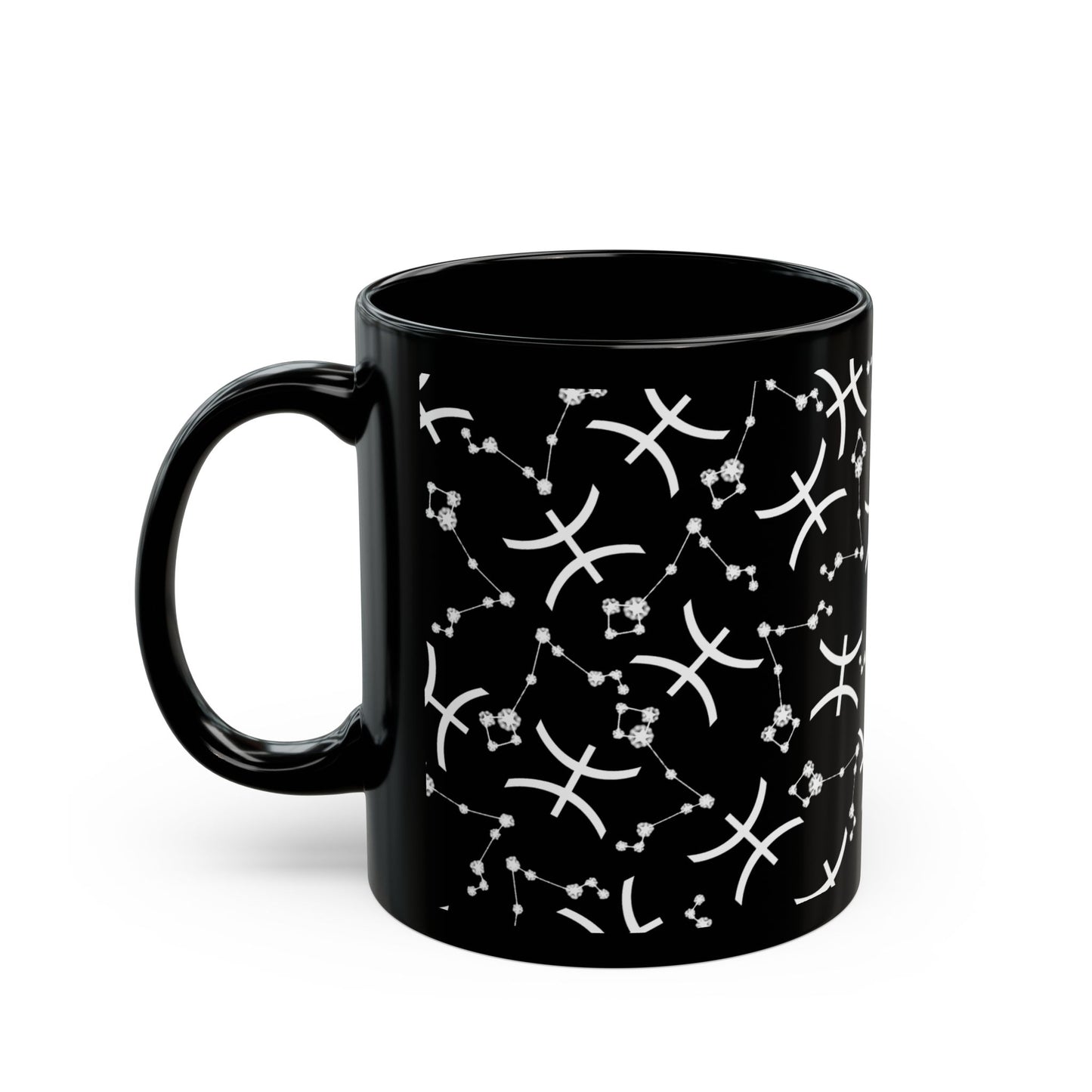 Zodiac 11oz Black Mug Pisces Zodiac Sign