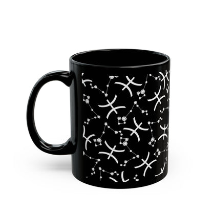 Zodiac 11oz Black Mug Pisces Zodiac Sign