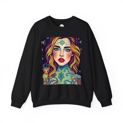 Unisex Heavy Blend™ Crewneck Sweatshirt, Aquarius, Zodiac, Sexy Pattern
