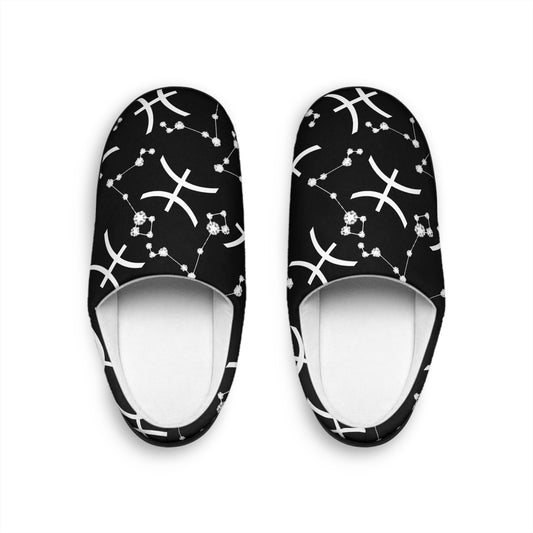 Women's Indoor Slippers, Pisces Zodiac Sign, 100% polyester, Outer-layer and lining