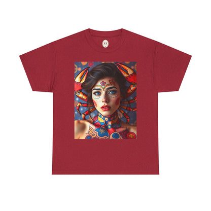 Unisex Heavy Cotton T-Shirt, Cancer, Zodiac v1, Sexy Art