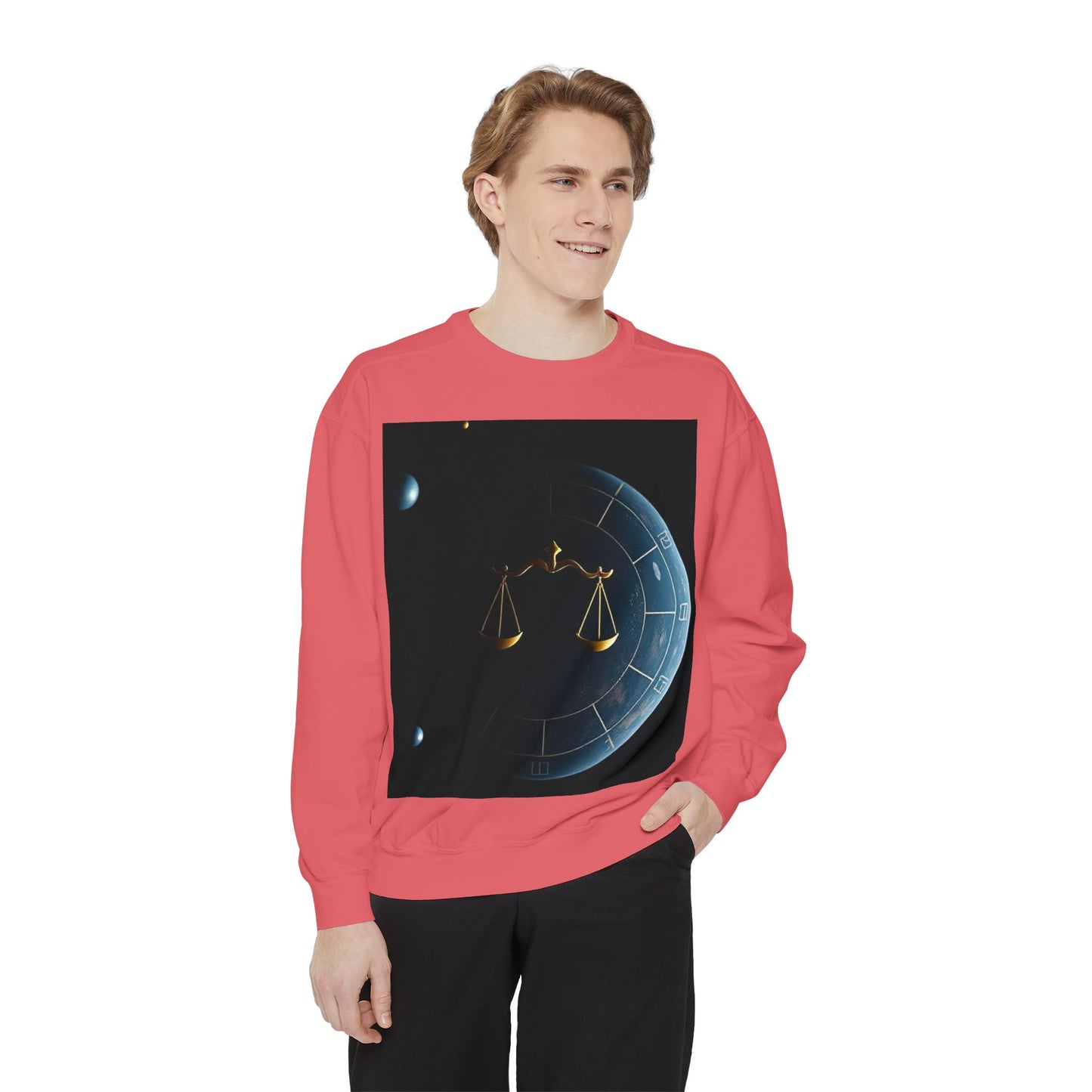 Garment-Dyed Sweatshirt, Unisex, Space Animal Design v1, Libra