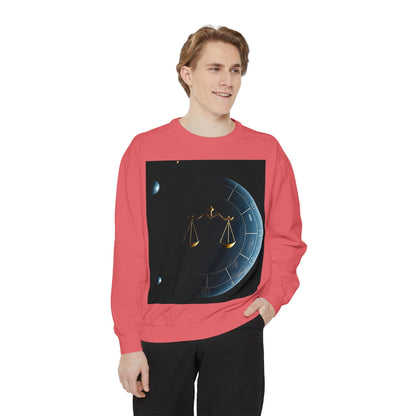 Garment-Dyed Sweatshirt, Unisex, Space Animal Design v1, Libra