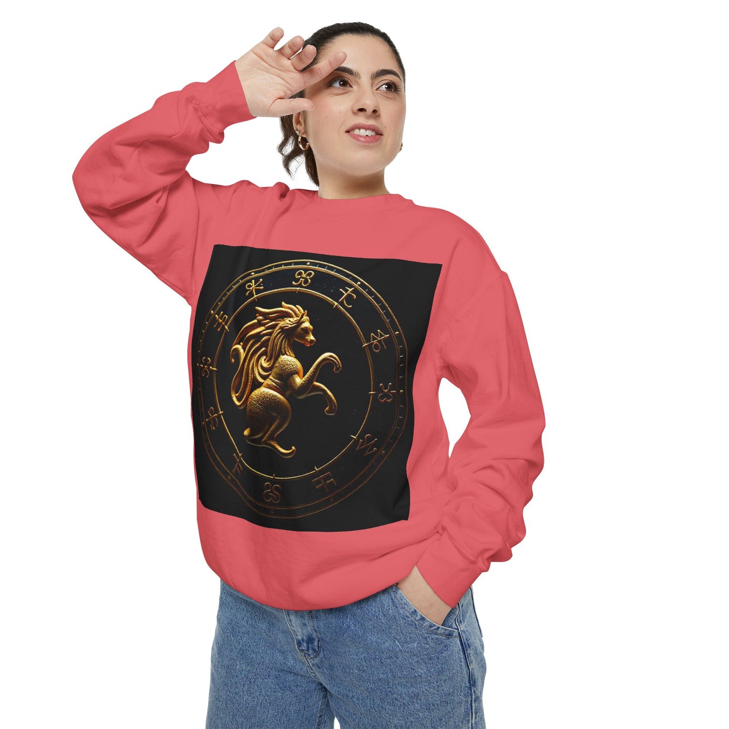 Garment-Dyed Sweatshirt, Unisex, Space Animal Design v1, Virgo