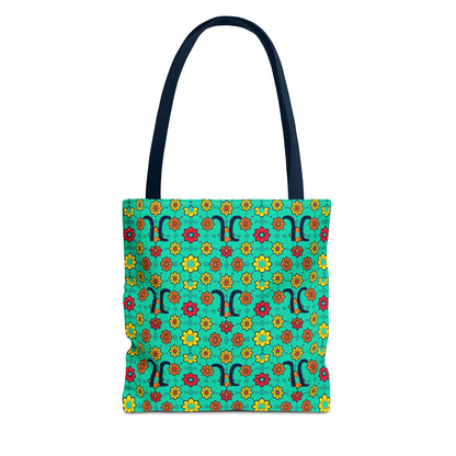 Tote Bag, (AOP), Aquarius, Zodiac, Flower Pattern