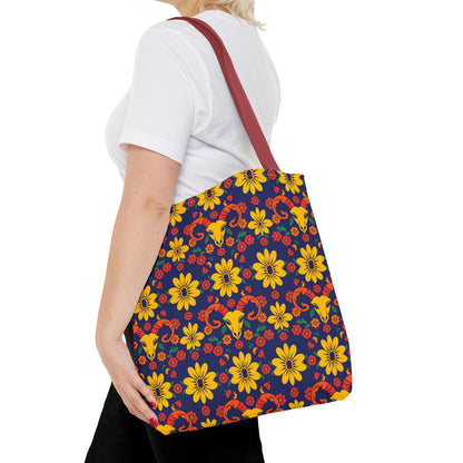 Tote Bag, (AOP), Aries, Zodiac v5, Flower Pattern