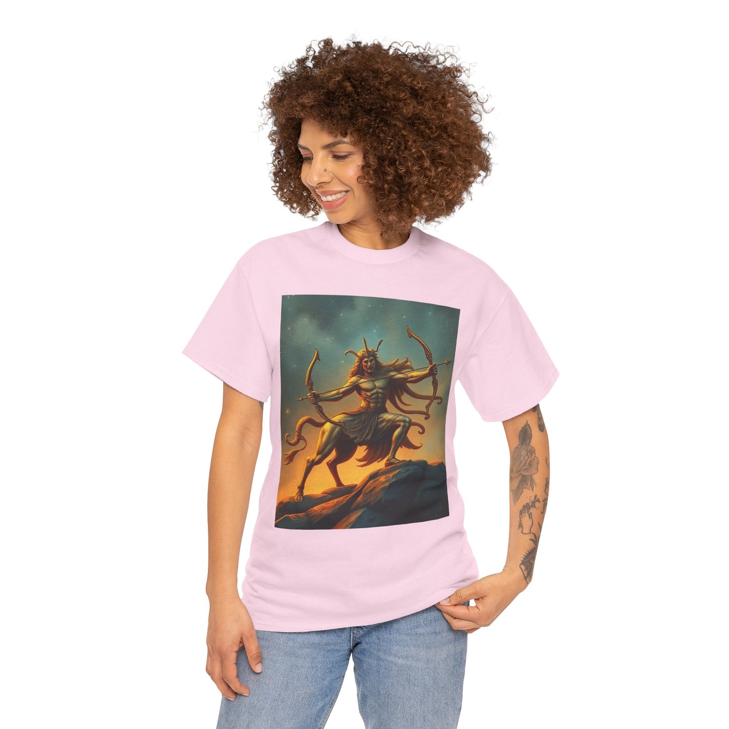 Unisex Heavy Cotton T-Shirt, Arrow Centaur v1, Sagittarius Zodiac Design