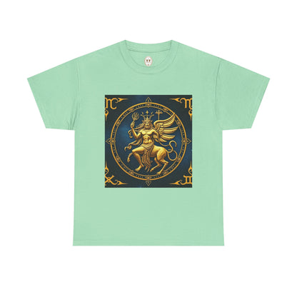 Unisex Heavy Cotton T-Shirt, Gold Angel, Symbol, Virgo Zodiac Design