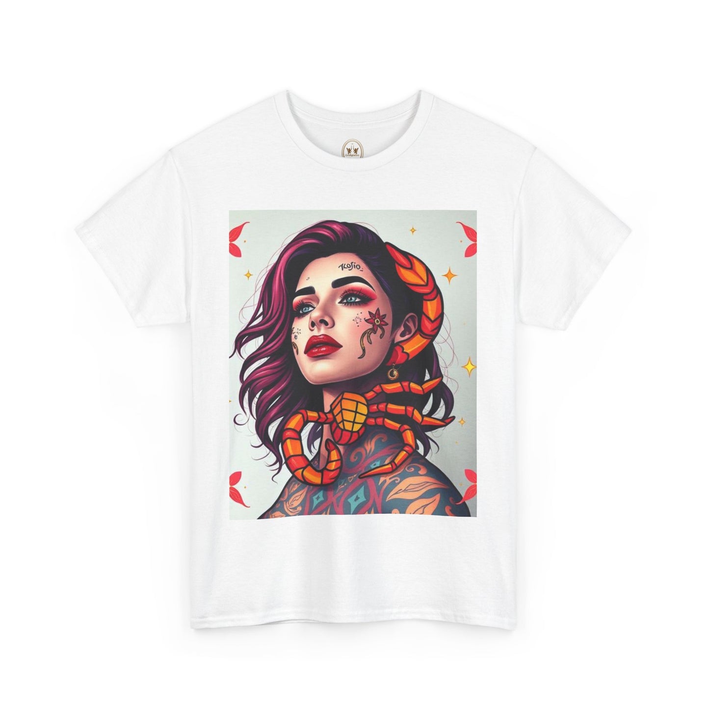 Unisex Heavy Cotton T-Shirt, Scorpio, Zodiac v3, Sexy Art