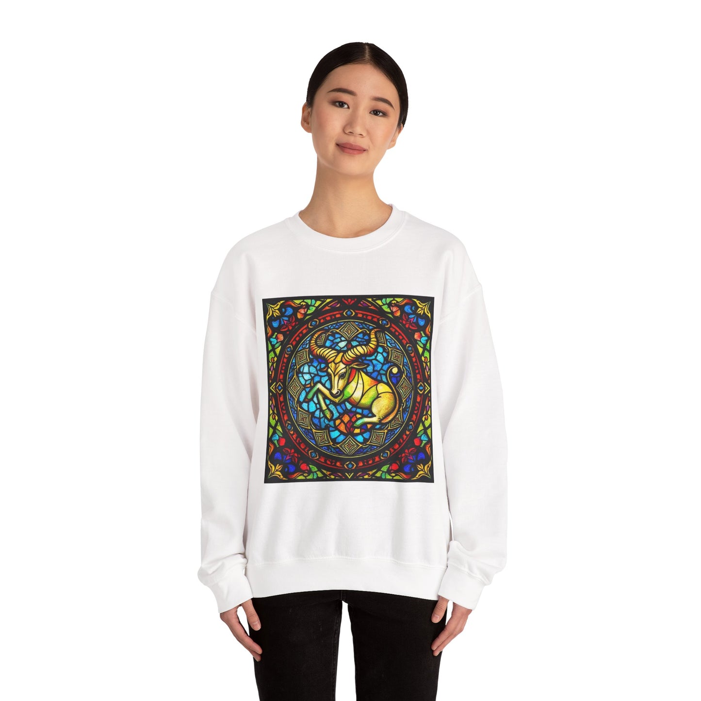 Unisex Heavy Blend™ Crewneck Sweatshirt, Glass, Taurus Zodiac Design