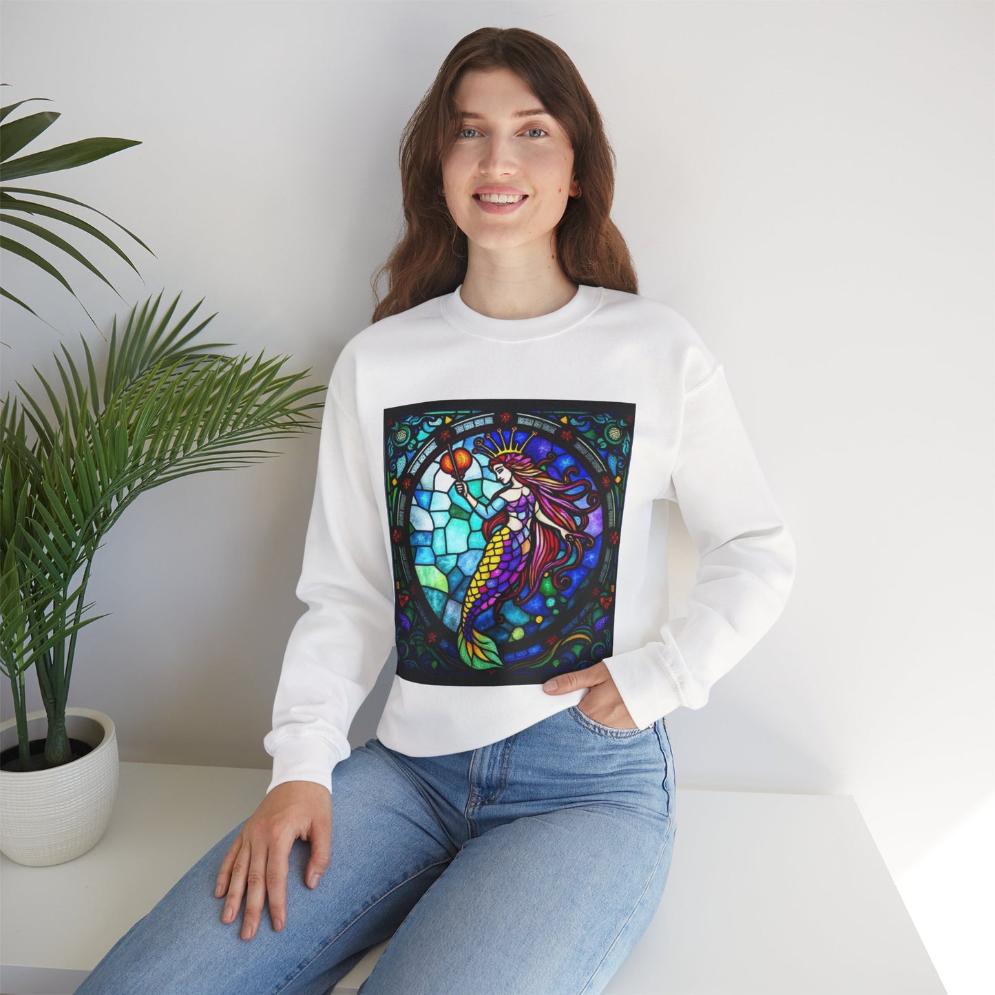 Unisex Heavy Blend™ Crewneck Sweatshirt, Glass, Aquarius Zodiac Design