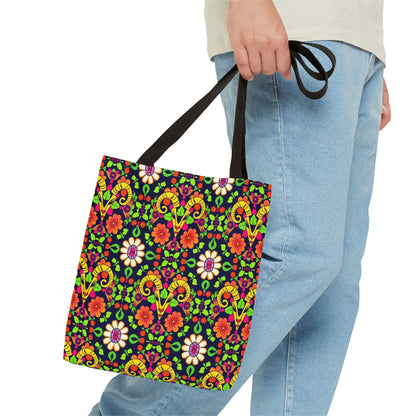 Tote Bag (AOP), Aries, Zodiac, Flower Pattern