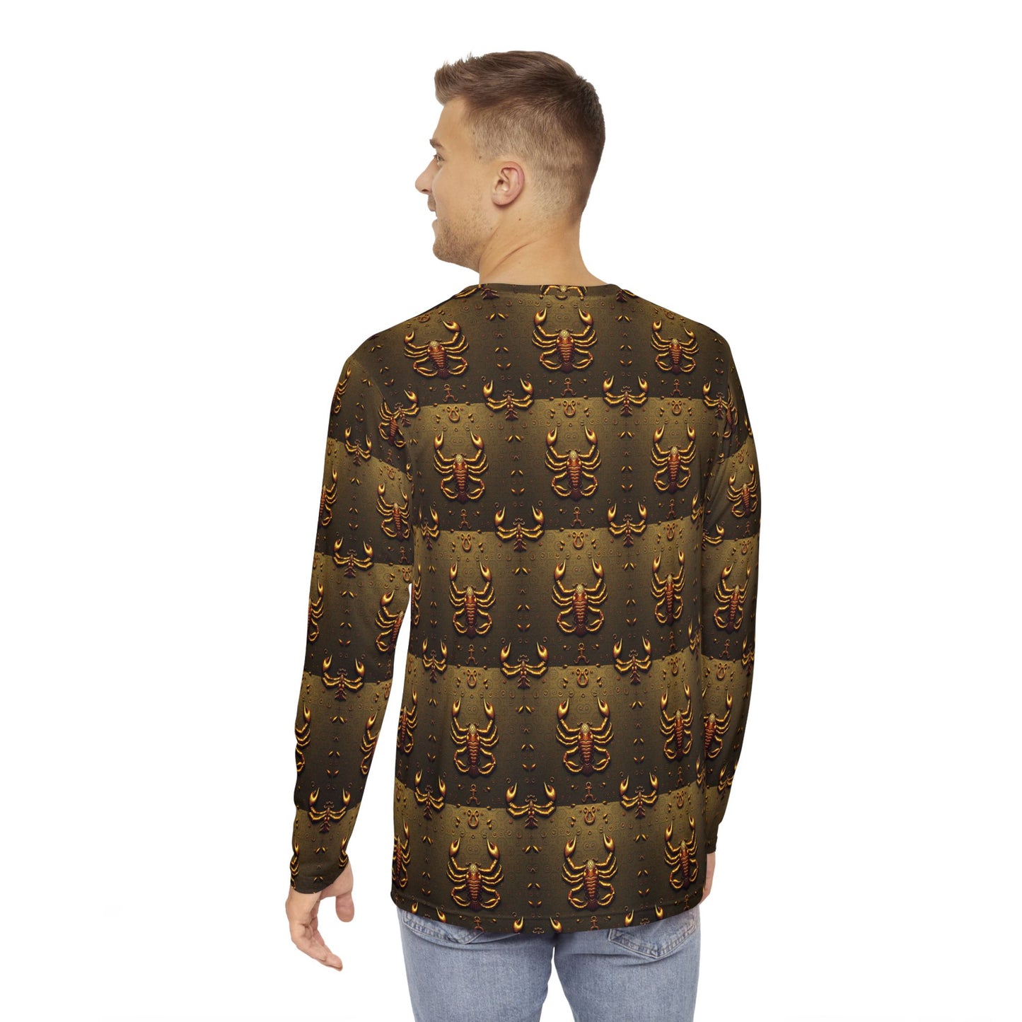 Men's Long Sleeve Shirt, (AOP), Scorpio, Zodiac v1, Pattern
